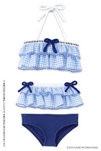 45 Gingham Check Frill Bikini Set (Blue Check x White) (Fashion Doll)