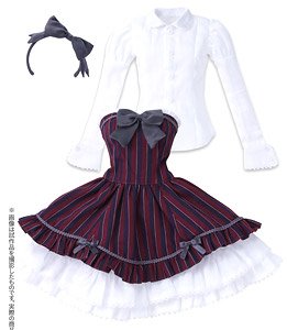 50 Red Bird Canon Dress Set (Bordeaux Stripe) (Fashion Doll)