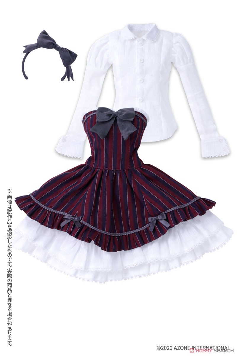 50 Red Bird Canon Dress Set (Bordeaux Stripe) (Fashion Doll) Item picture1