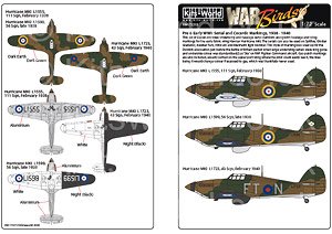 WWII Hurricane Mk.1 Early Serial and Cocarde Markings Decal Set (Decal)
