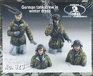 WWII リバーシブル迷彩の防寒着を着たドイツ戦車搭乗員セット 4体入り (プラモデル)