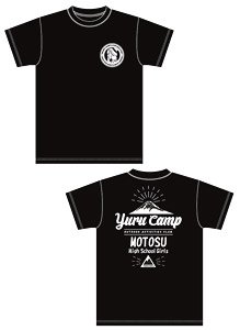 Yurucamp Motosu High School Outdoor Activities Club T-Shirt (M) (Nadeshiko) Black (Anime Toy)