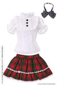 45 Girly Frill Skirt Set (Red x Green Check) (Fashion Doll)