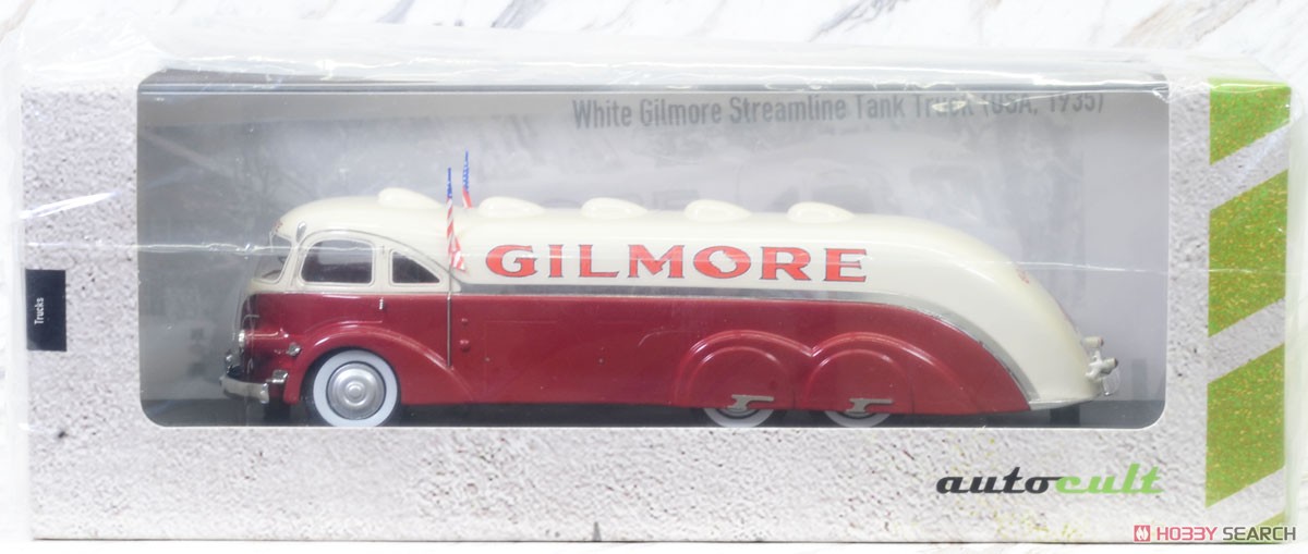 White Gilmore Streamline Tank Truck 1935 Red / Ivory (Diecast Car) Package1