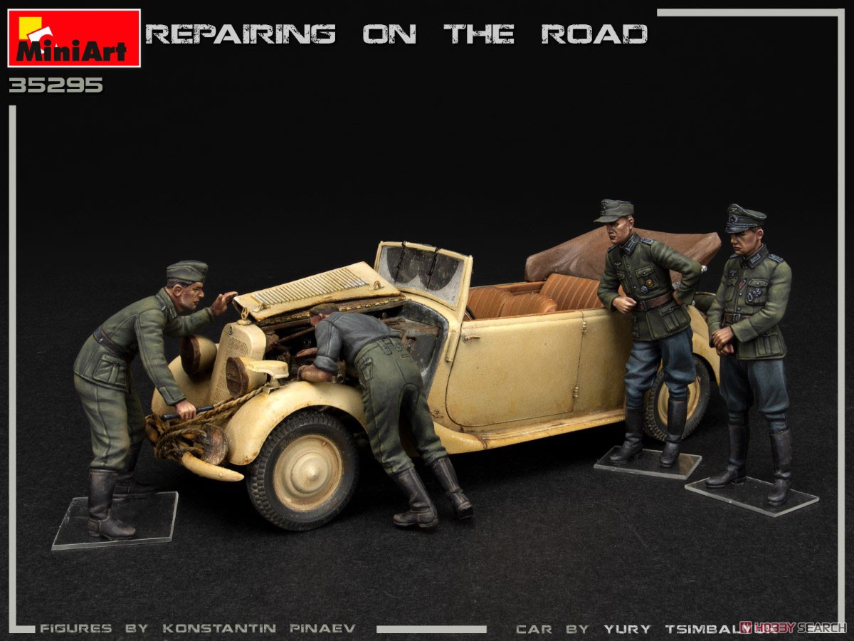 Repairing on the Road (Typ 170V Personewagen Cabrio and 4 Figures) (Plastic model) Item picture1