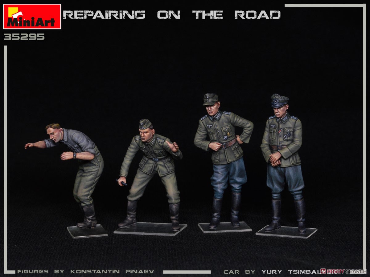 Repairing on the Road (Typ 170V Personewagen Cabrio and 4 Figures) (Plastic model) Item picture10