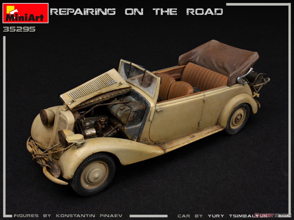 Repairing on the Road (Typ 170V Personewagen Cabrio and 4 Figures) (Plastic model) Item picture13