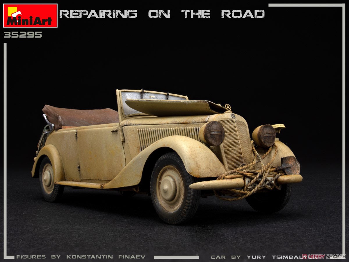 Repairing on the Road (Typ 170V Personewagen Cabrio and 4 Figures) (Plastic model) Item picture15