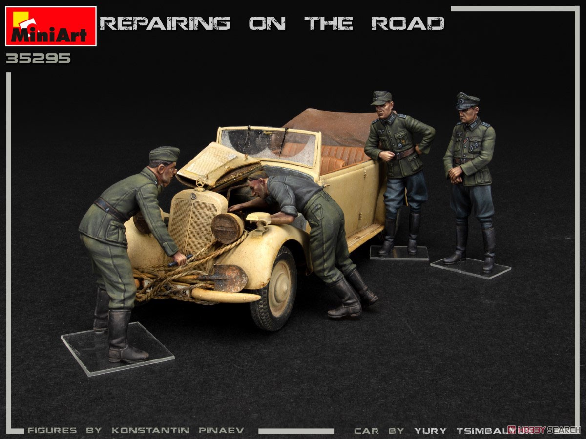 Repairing on the Road (Typ 170V Personewagen Cabrio and 4 Figures) (Plastic model) Item picture2