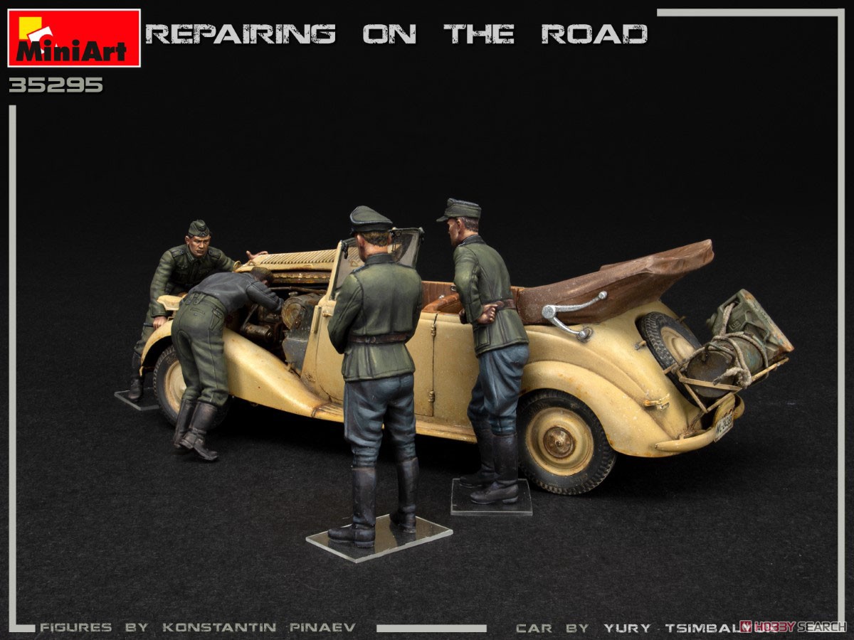 Repairing on the Road (Typ 170V Personewagen Cabrio and 4 Figures) (Plastic model) Item picture3