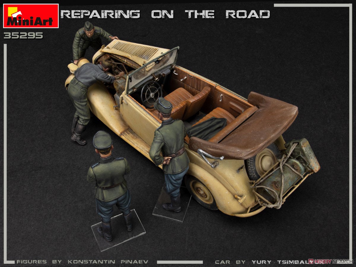 Repairing on the Road (Typ 170V Personewagen Cabrio and 4 Figures) (Plastic model) Item picture4