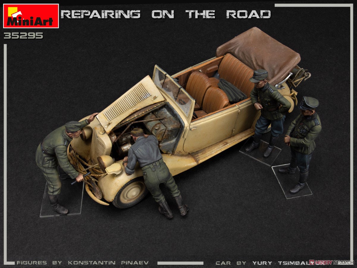 Repairing on the Road (Typ 170V Personewagen Cabrio and 4 Figures) (Plastic model) Item picture5