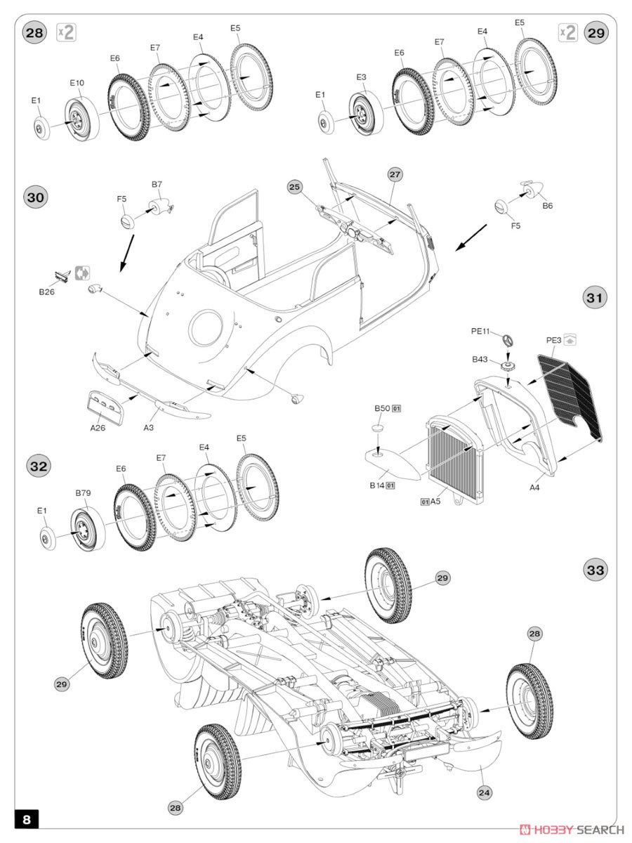 Repairing on the Road (Typ 170V Personewagen Cabrio and 4 Figures) (Plastic model) Assembly guide6