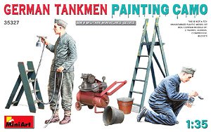 迷彩塗装中のドイツ戦車兵2体＋塗装道具 (プラモデル)