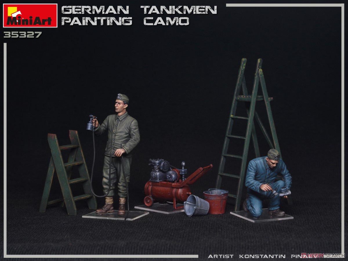 迷彩塗装中のドイツ戦車兵2体＋塗装道具 (プラモデル) 商品画像2