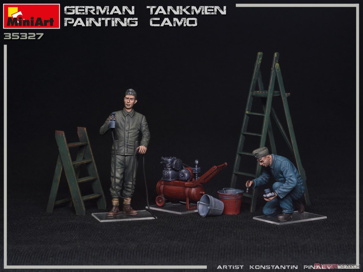 迷彩塗装中のドイツ戦車兵2体＋塗装道具 (プラモデル) 商品画像3