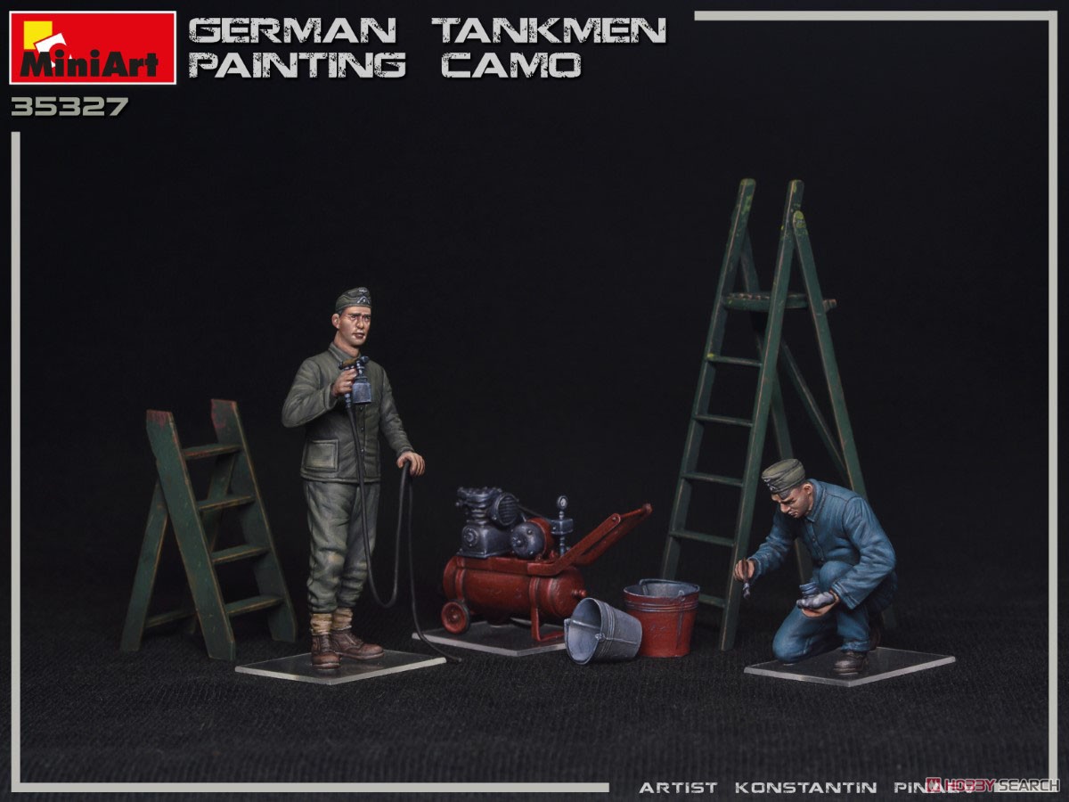 迷彩塗装中のドイツ戦車兵2体＋塗装道具 (プラモデル) 商品画像4