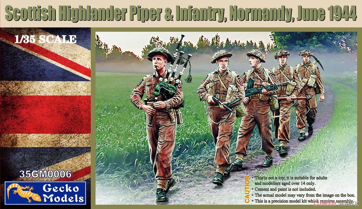 スコティッシュ ハイランダーズ バグパイプ手と歩兵 ノルマンディー 1944年6月 (プラモデル) パッケージ1