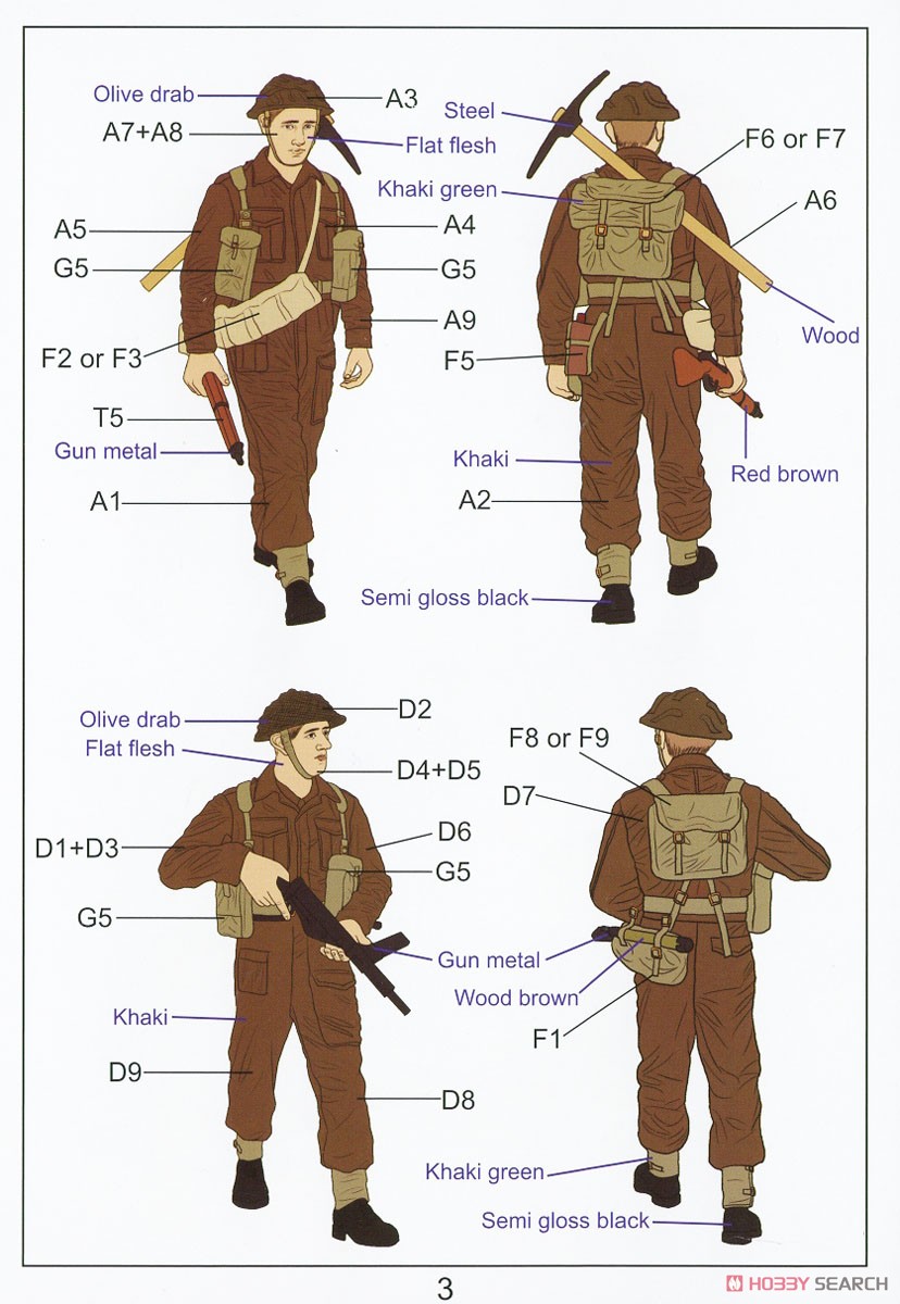 スコティッシュ ハイランダーズ バグパイプ手と歩兵 ノルマンディー 1944年6月 (プラモデル) 塗装2