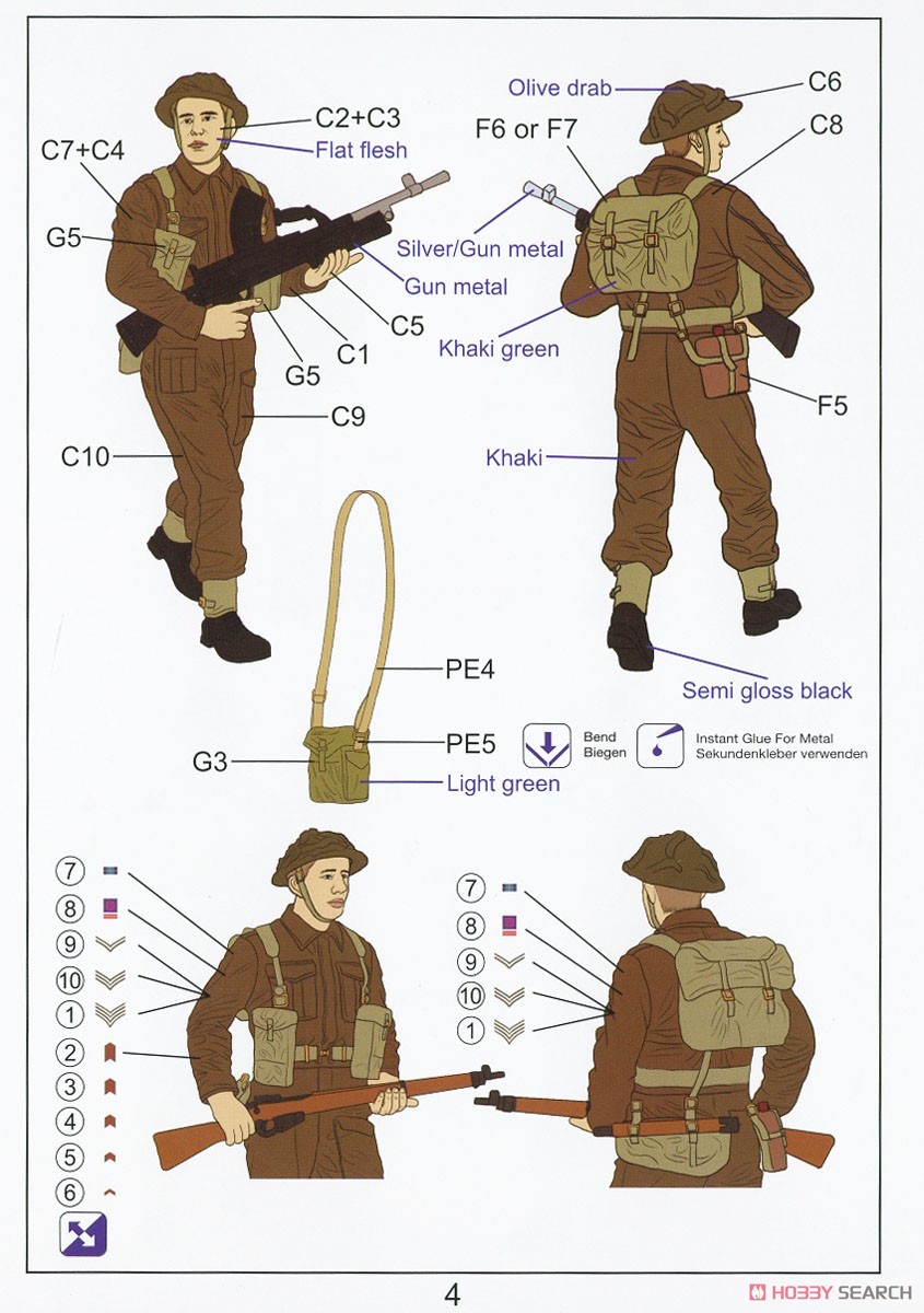 スコティッシュ ハイランダーズ バグパイプ手と歩兵 ノルマンディー 1944年6月 (プラモデル) 塗装3