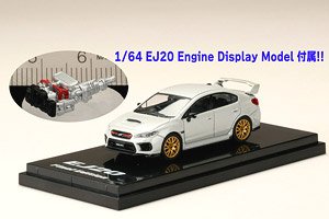 Subaru WRX STI EJ20 Final Edition (w/EJ20 Engine Display Model) Crystal White Pearl (Diecast Car)