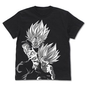 Dragon Ball Z Father-Son Kamehameha All Print T-Shirt Black M (Anime Toy)