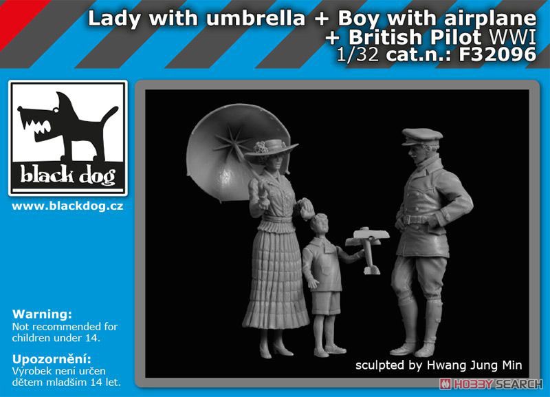 WW.I 傘を持つ女性 + 飛行機のおもちゃを持つ少年 + 英軍パイロット セット (HAUF32093 + 32094 + 32095) (プラモデル) パッケージ1