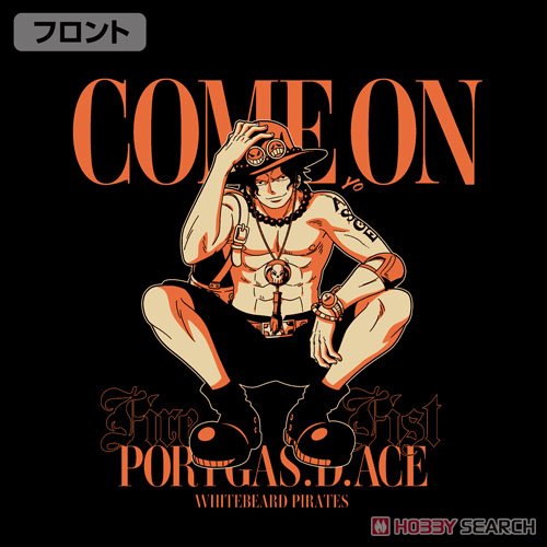 One Piece Ace T-Shirt `Come On` Ver. Black L (Anime Toy) Item picture2