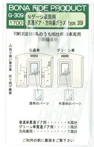 Nゲージ車両用 側面方向幕,貫通ドアガラス type309 (7両編成分) (鉄道模型)