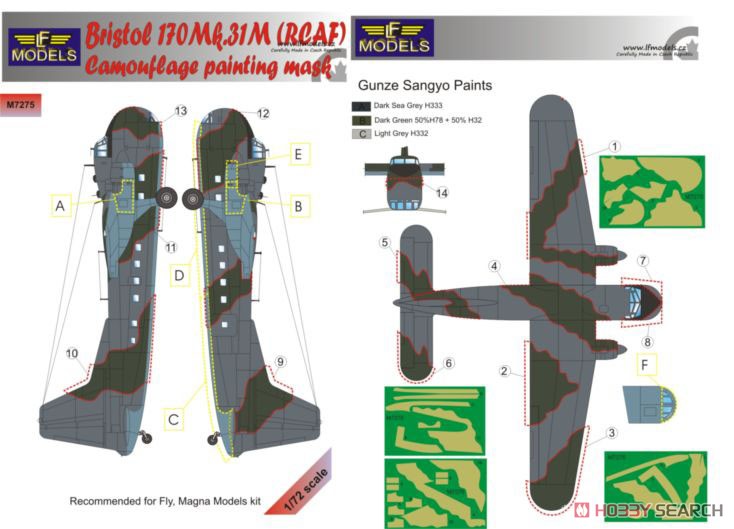 Bristol 170 Freighter Mk.31 (RCAF) Camouflage Painting Masks (for Fly) (Plastic model) 塗装1