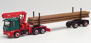(HO) Mercedes-Benz Across M Doll Wood Truck Green/Red (MB Arocs M) (Model Train)