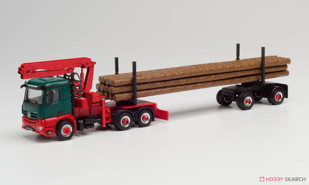 (HO) メルセデスベンツ アクロス M Doll 木材運搬機 グリーン/レッド (MB Arocs M) (鉄道模型) 商品画像1