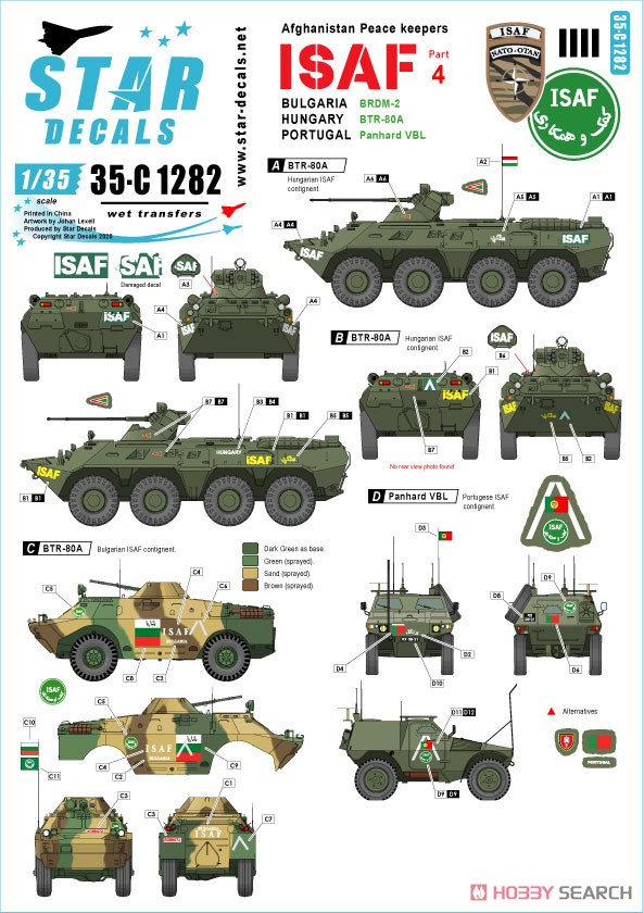 現用 アフガニスタン ISAF＃4 アフガニスタンにおけるハンガリー・ブルガリア・ポルトガルのAFV BTR-80A/BRDM-2/パナードVBL (デカール) 設計図1