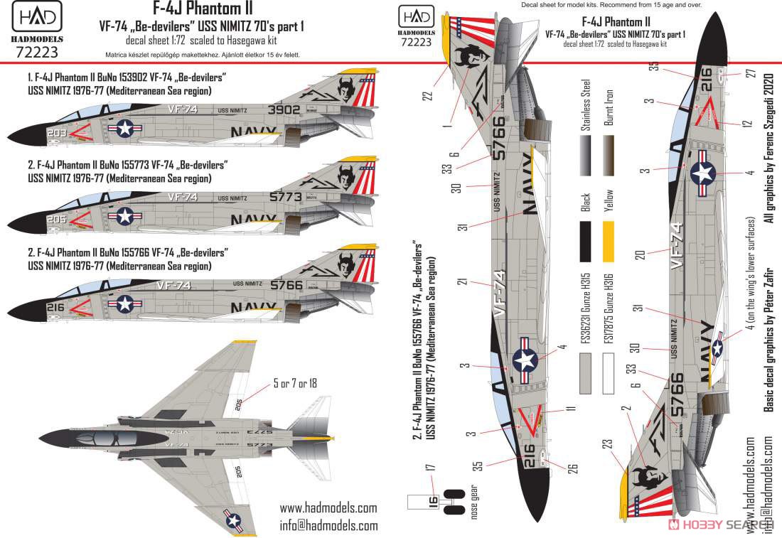 F-4J Phantom II `Be-devilers` USS Nimitz 70`s decal sheet (Decal) Other picture2