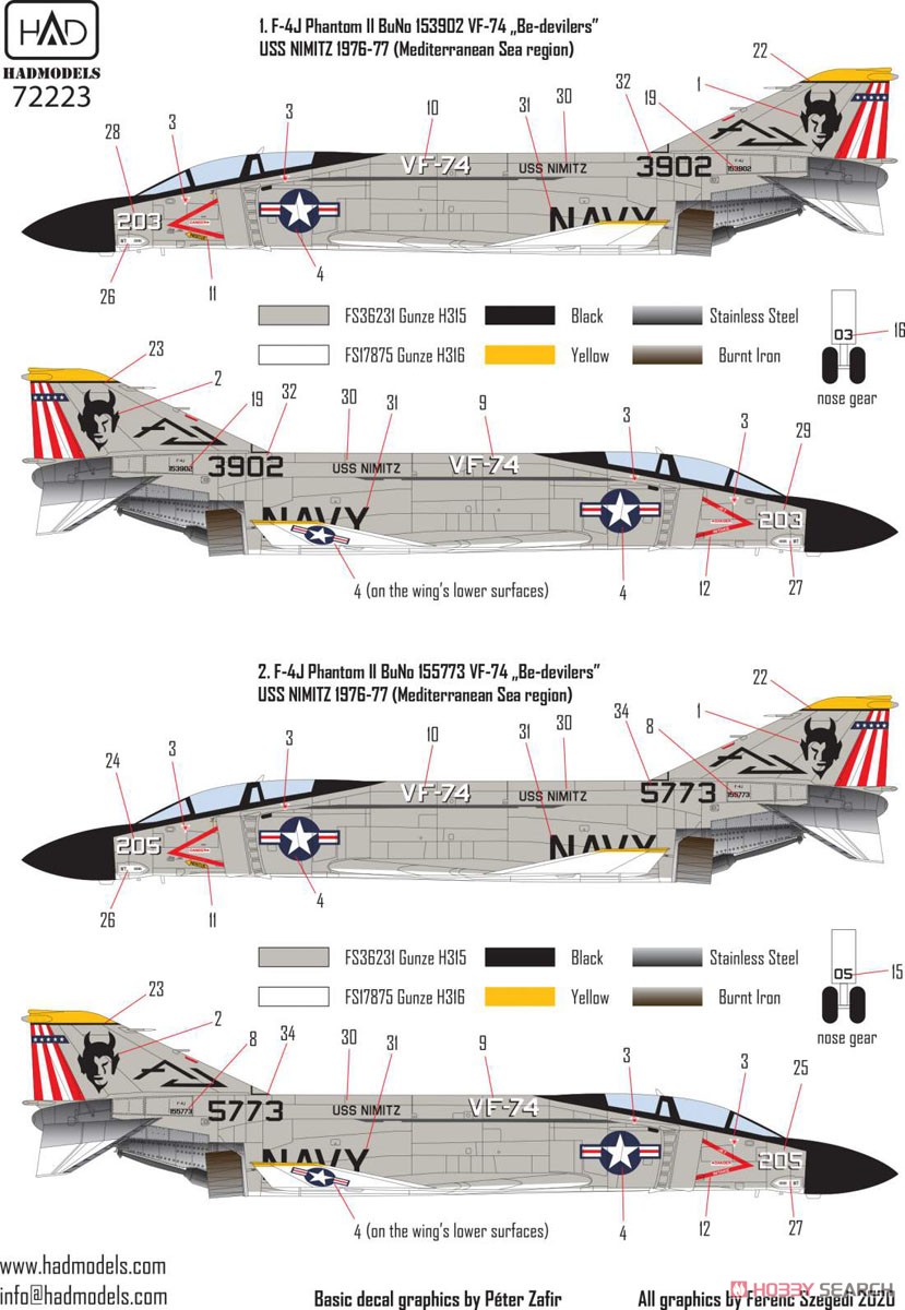 F-4J Phantom II `Be-devilers` USS Nimitz 70`s decal sheet (Decal) Other picture3