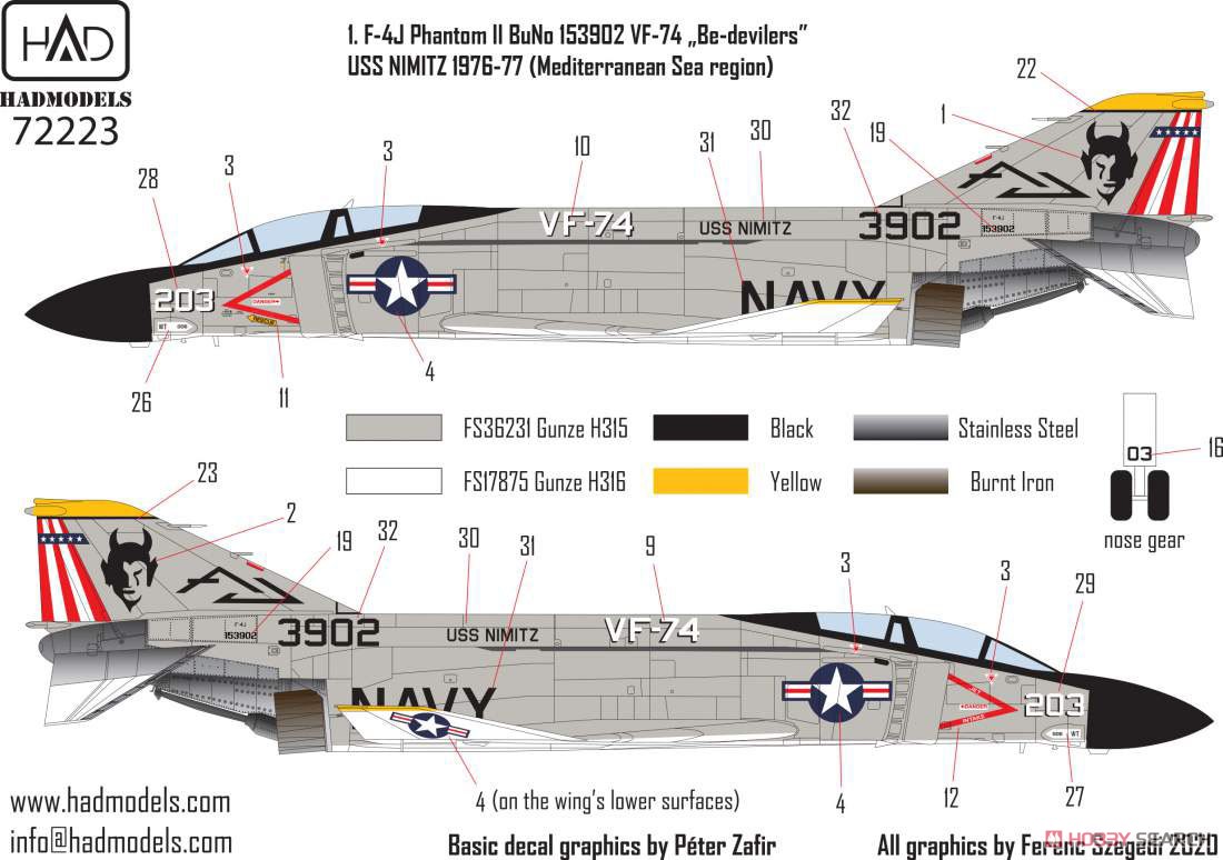 F-4J Phantom II `Be-devilers` USS Nimitz 70`s decal sheet (Decal) Other picture4