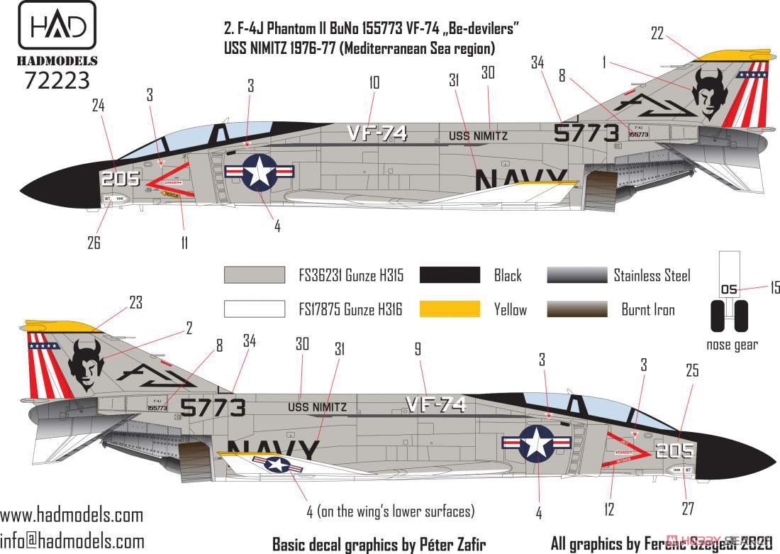 F-4J Phantom II `Be-devilers` USS Nimitz 70`s decal sheet (Decal) Other picture5