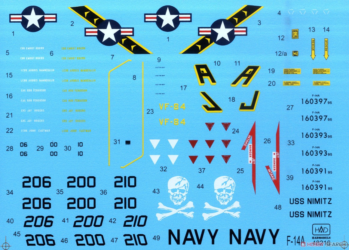 F-14A Jolly Rogers / USS Nimitz decal sheet (for Tamiya) (Decal) Item picture1