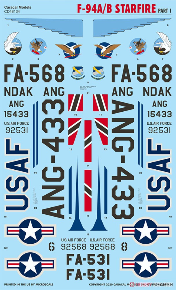 アメリカ空軍 F-94A/B スターファイア用 デカールセット パート1 (デカール) 商品画像1