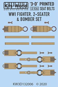 3D WWI Seat Belt Decals WWI Fighter Set - 2-seater and Bomber Set. (Decal)