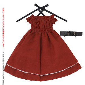 PNM Bust Shirring Dress Set (Bordeaux) (Fashion Doll)