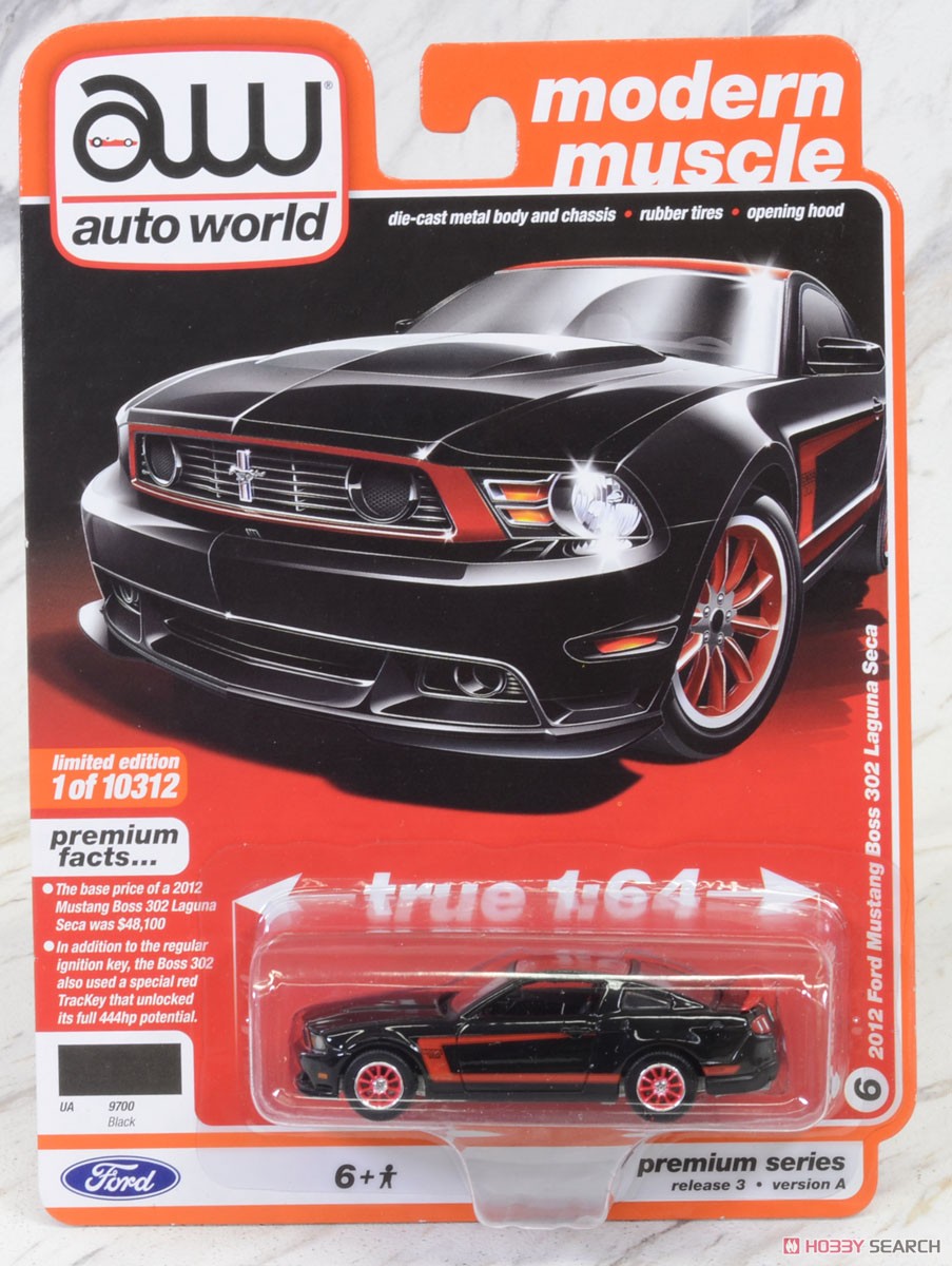 2012 Ford Mustang Boss 302 (Black / Red) (Diecast Car) Package1