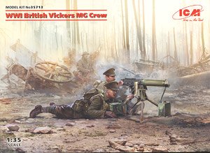 WWI British Vickers MG Crew (Vickers MG & 2 Figures) (Plastic model)