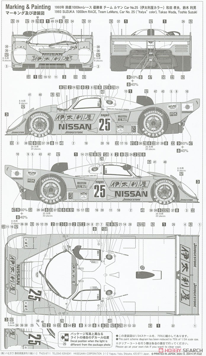 伊太利屋 ニッサン R92CP `1993年 鈴鹿1000kmレース ウィナー` (プラモデル) 塗装2