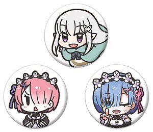 Re:Zero -Starting Life in Another World- Emilia & Rem & Ram Can Badge (Set of 3) (Anime Toy)