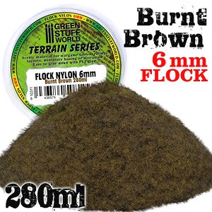 Static Grass Flock 6mm - Burnt Brown - 280ml (Plastic model)
