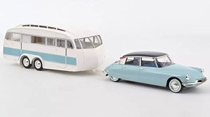 シトロエン DS 19 1959 ブルー Henon トレーラー付き (ミニカー)