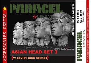 Asian Head Set 3 (W Rus Tank Helmet) (Plastic model)