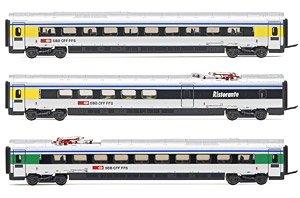 SBB Class ETR 610 in `Cisalpino` Additional Three Car Set (for HN2470) (Add-on 3-Car Set) (Model Train)
