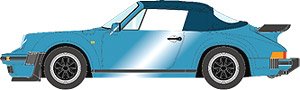 Porsche 930 Turbo Cabriolet 1988 Baltic Blue Metallic (Ivory Interior) (Diecast Car)